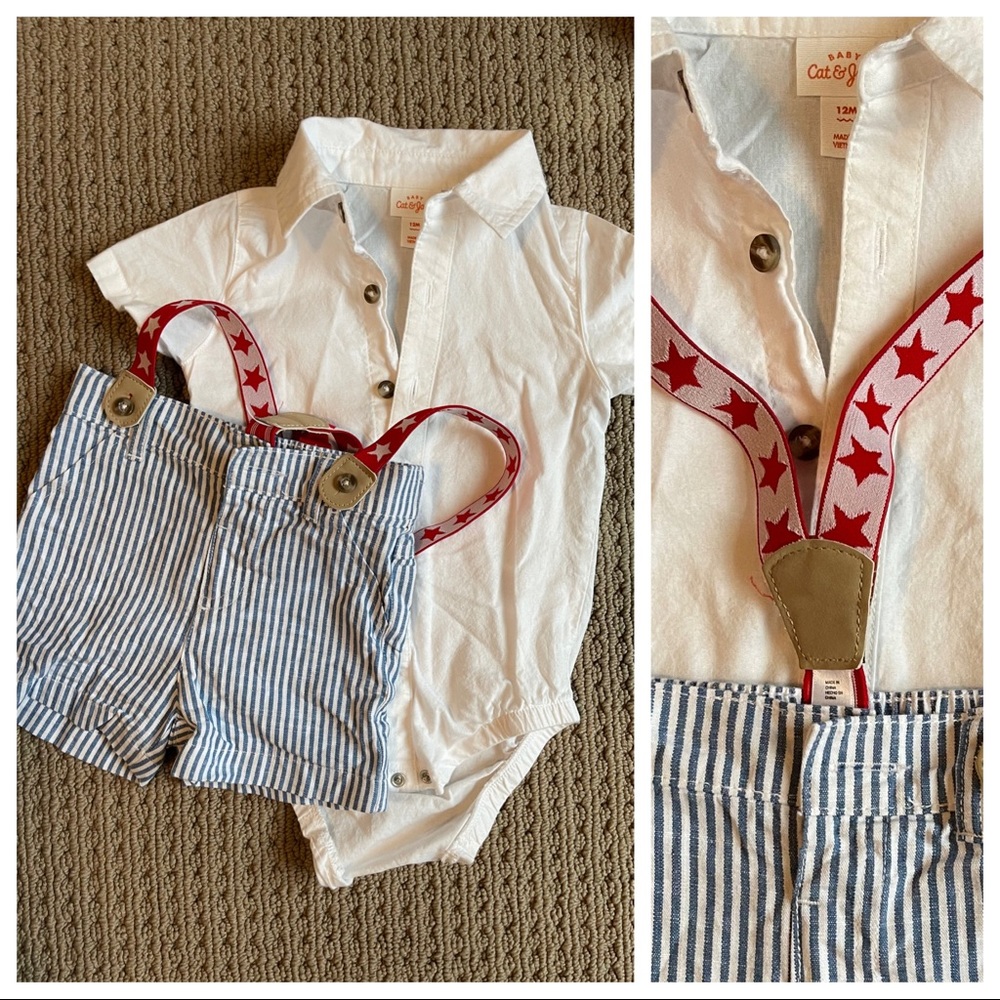 4th of July outfit | 12-month | suspenders 🇺🇸🧨